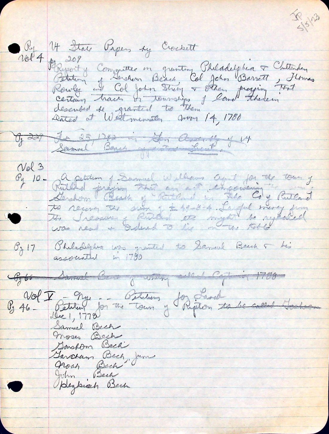 BEACH et al. petitions for land 1 Rutland Philadelphia Chittenden Ripton